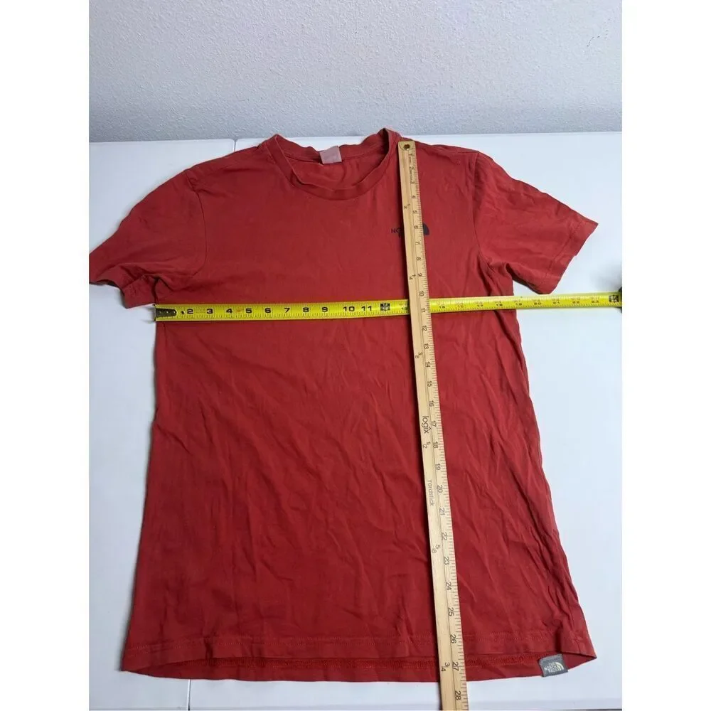 North Face Shirt Mens Red Crewneck Short Sleeve Casual Cotton Sz M See Notes